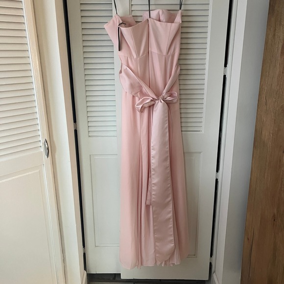 NWT White by Vera Wang Strapless Crepe Soie Gown Petal Pink Sz 18 - Picture 3 of 10